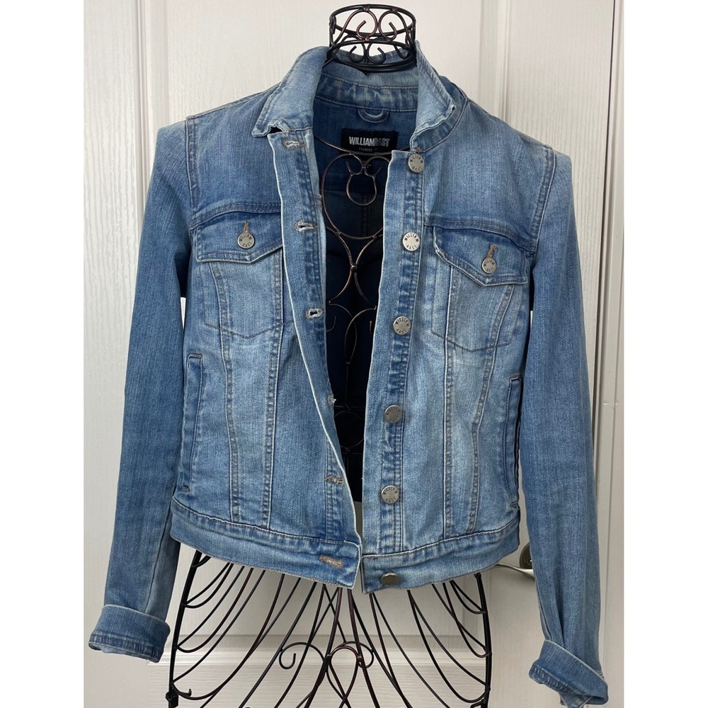William Rast Women Med Wash Blue Denim Trucker Jean Jacket Size Small Timberlake